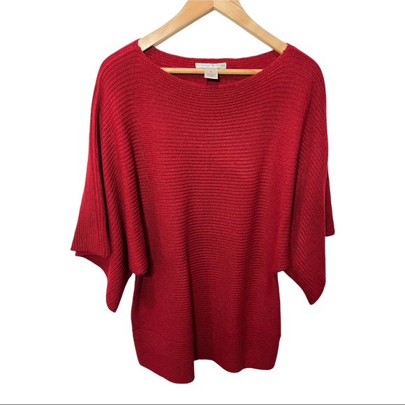 Vintage Suzie Tops - VINTAGE SUZIE ULTRA WIDE FLOWY SLEEVE RIBBED KNIT SWEATER BLOUSE SIZE XL